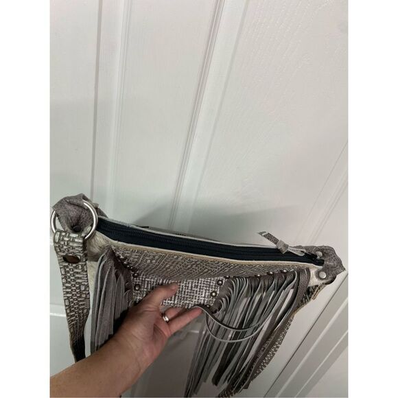 Holy Cow Culture 847 Original Leather Cowhide Fringed Crossbody Bag Gift - Picture 8 of 16